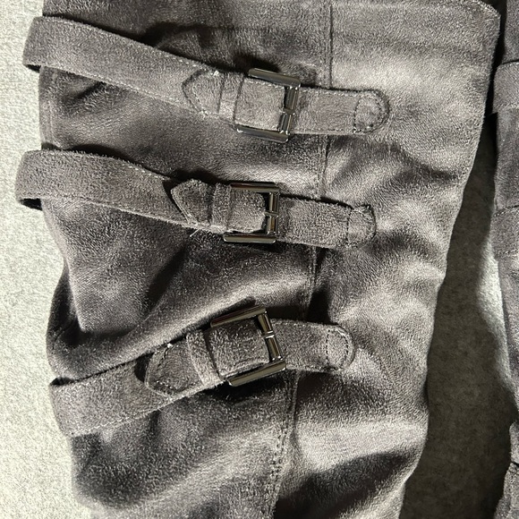 Women’s high boots, size 11, Wanted brand, Sadler style, gray, buckle detail - Picture 5 of 7